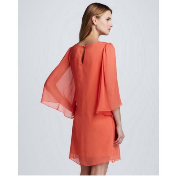 Alice + Olivia Odette flutter sleeve peach chiffon dress NWT - Picture 2 of 12